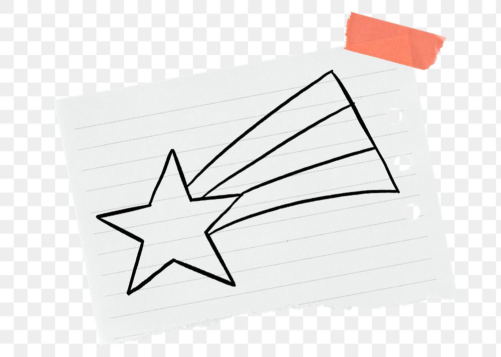 Shooting star png sticker doodle, stationery paper, transparent background
