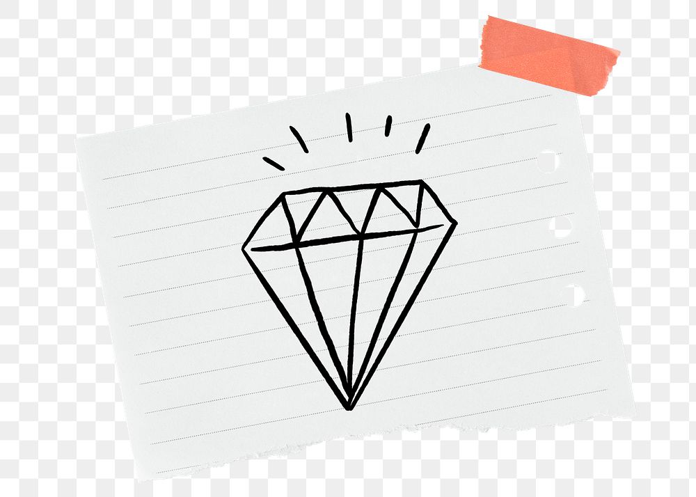 Cute diamond png sticker, doodle, stationery paper, transparent background