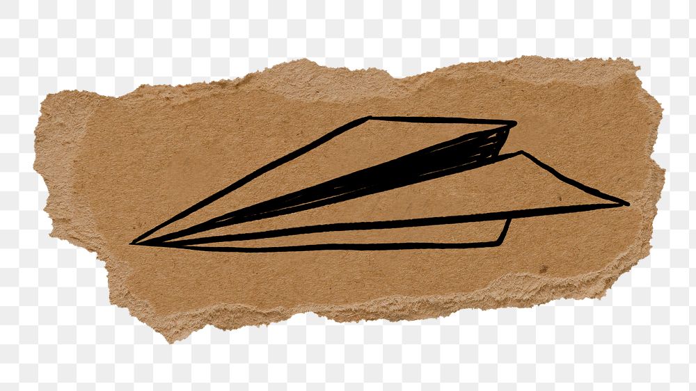 Paper plane png sticker, doodle, ripped paper, transparent background