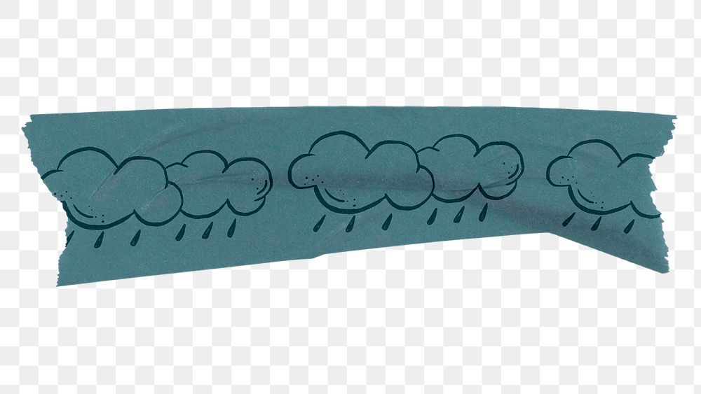 Rain cloud png washi tape, doodle, transparent background