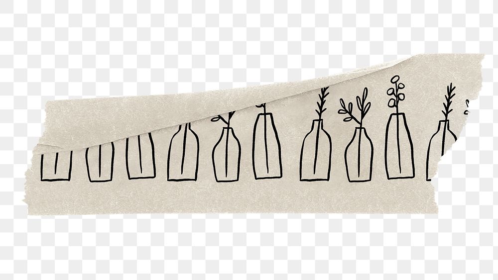 Plant png washi tape, doodle, transparent background