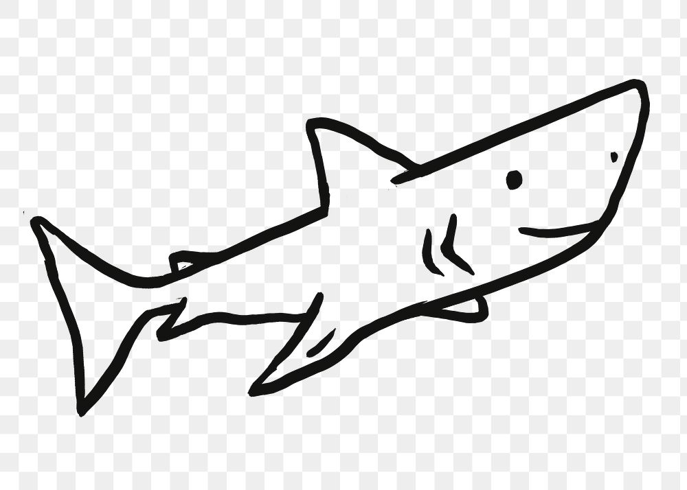 Cute shark png doodle, illustration, transparent background