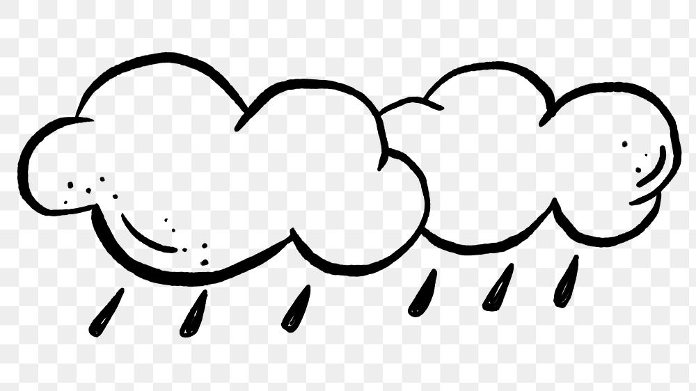 Rain cloud png doodle, cute illustration, transparent background