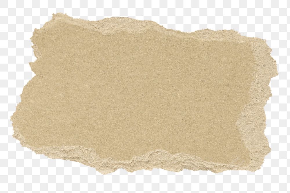 Brown torn paper png cut out rectangular strip collage element on transparent background