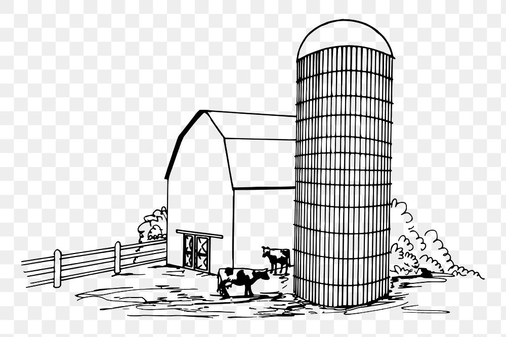 Farm, barn png sticker, vintage architecture illustration, transparent background. Free public domain CC0 image.