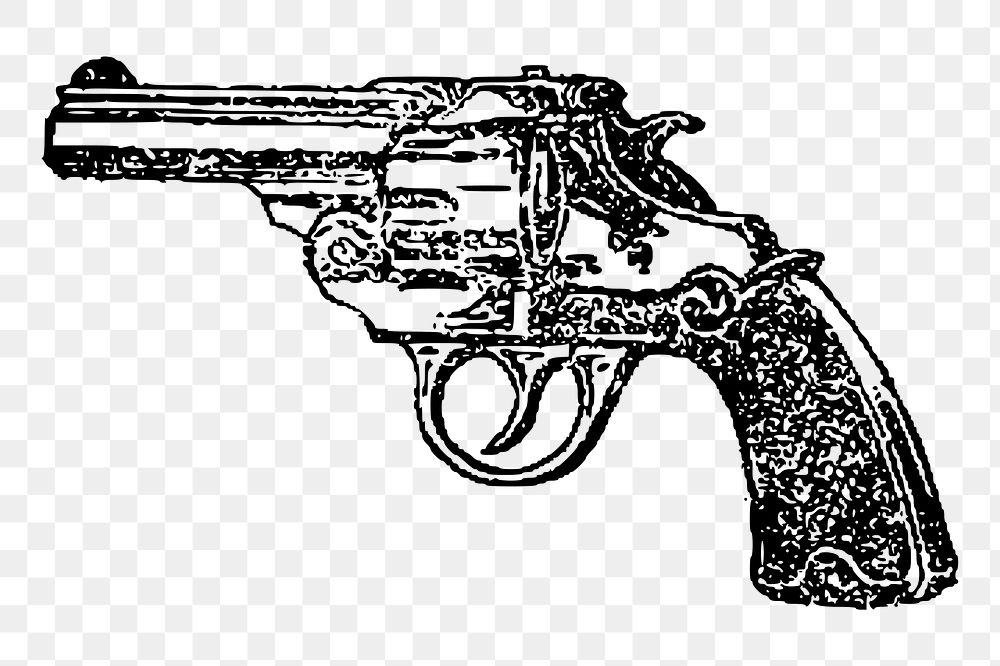 Russian Roulette gun png sticker, vintage weapon illustration, transparent background. Free public domain CC0 image.