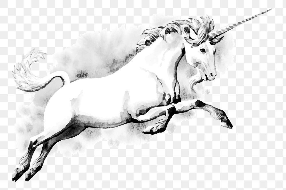 Unicorn png sticker, vintage magical creature illustration, transparent background. Free public domain CC0 image.