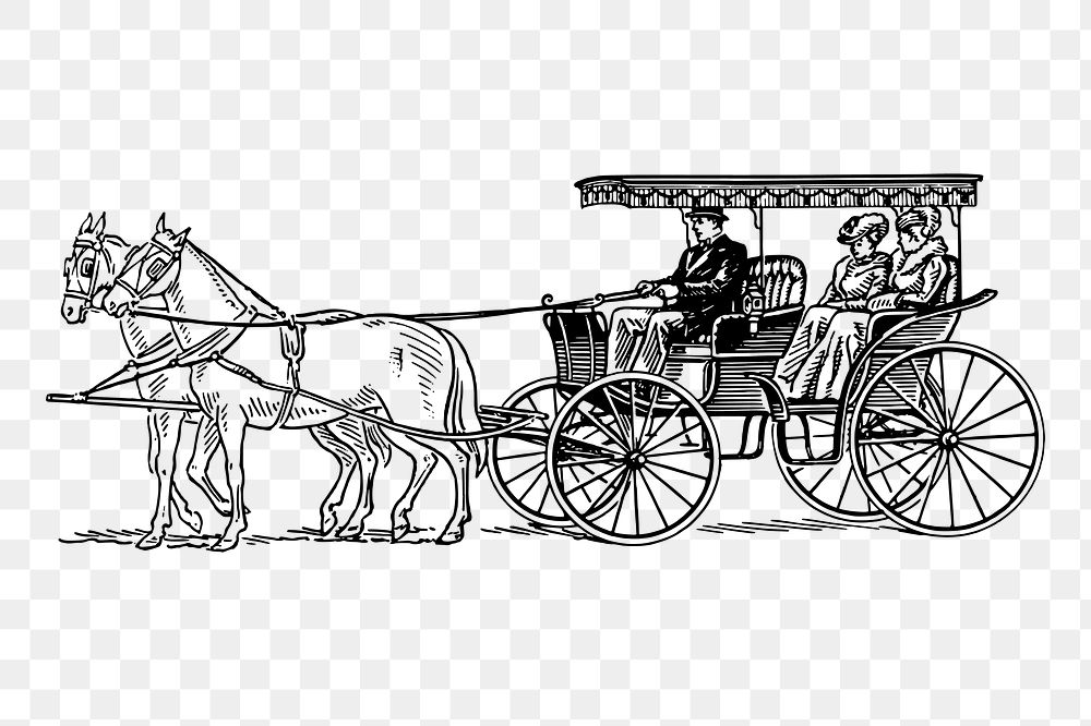 Horse carriage png sticker illustration, transparent background. Free public domain CC0 image.