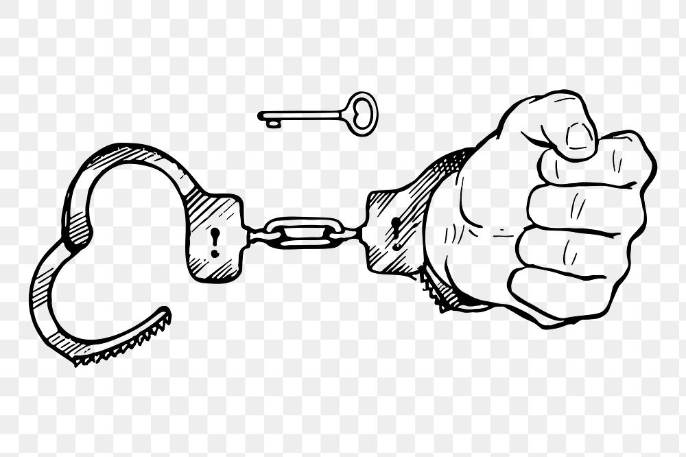 Handcuffs png sticker illustration, transparent background. Free public domain CC0 image.