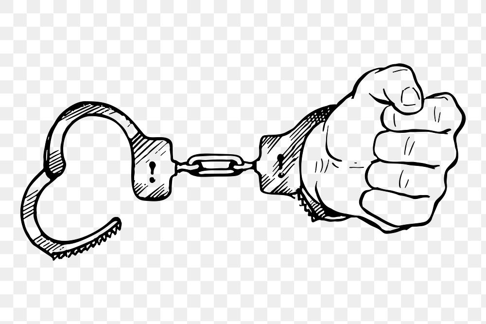 Handcuffs png sticker illustration, transparent background. Free public domain CC0 image.