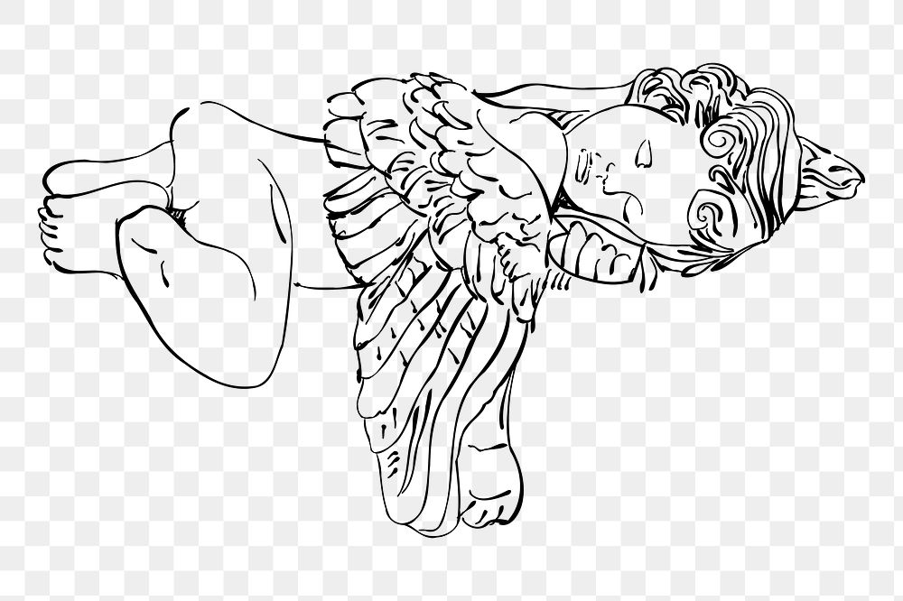 Angel sleeping png sticker illustration, transparent background. Free public domain CC0 image.