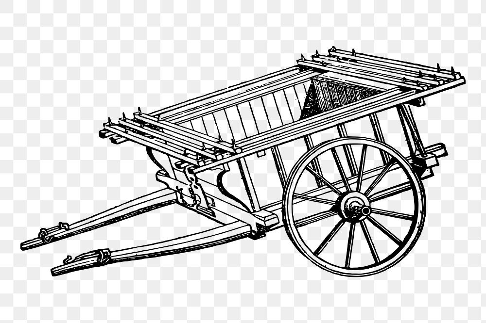 Wagon png sticker, vintage illustration, transparent background. 