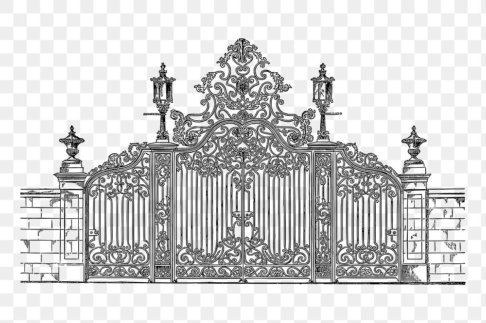 Elegant gate png sticker illustration, transparent background. Free public domain CC0 image.