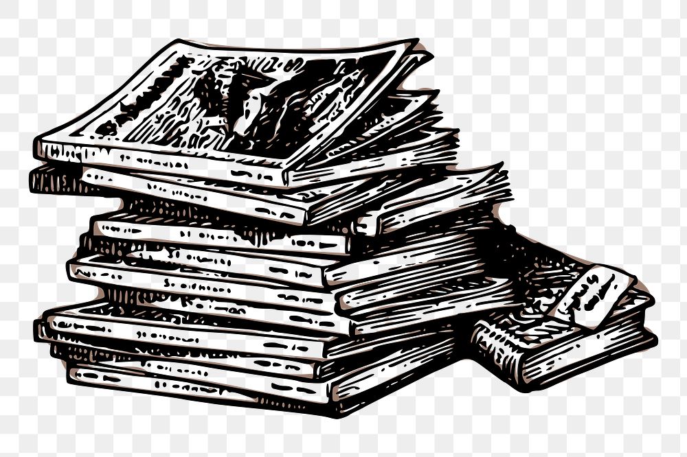 Book stack png sticker illustration, transparent background. Free public domain CC0 image.