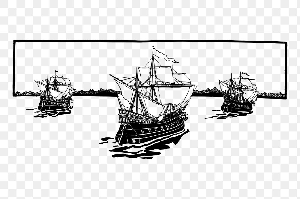 Jamestown ships png sticker illustration, transparent background. Free public domain CC0 image.