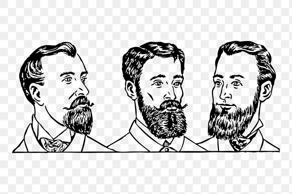 Bearded men png sticker illustration, transparent background. Free public domain CC0 image.
