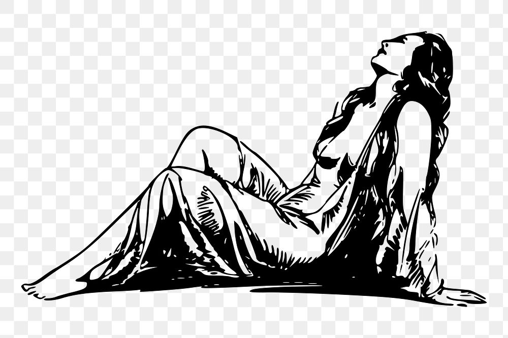 Woman lying png sticker illustration, transparent background. Free public domain CC0 image.