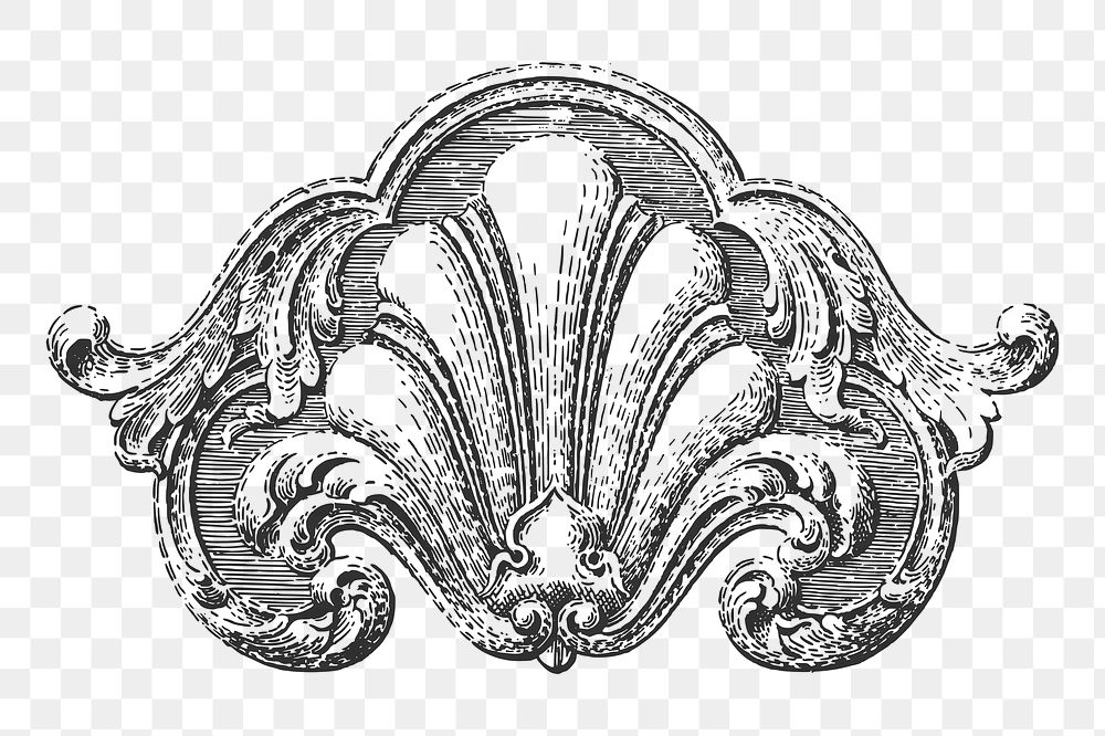 Baroque ornament png sticker illustration, transparent background. Free public domain CC0 image.