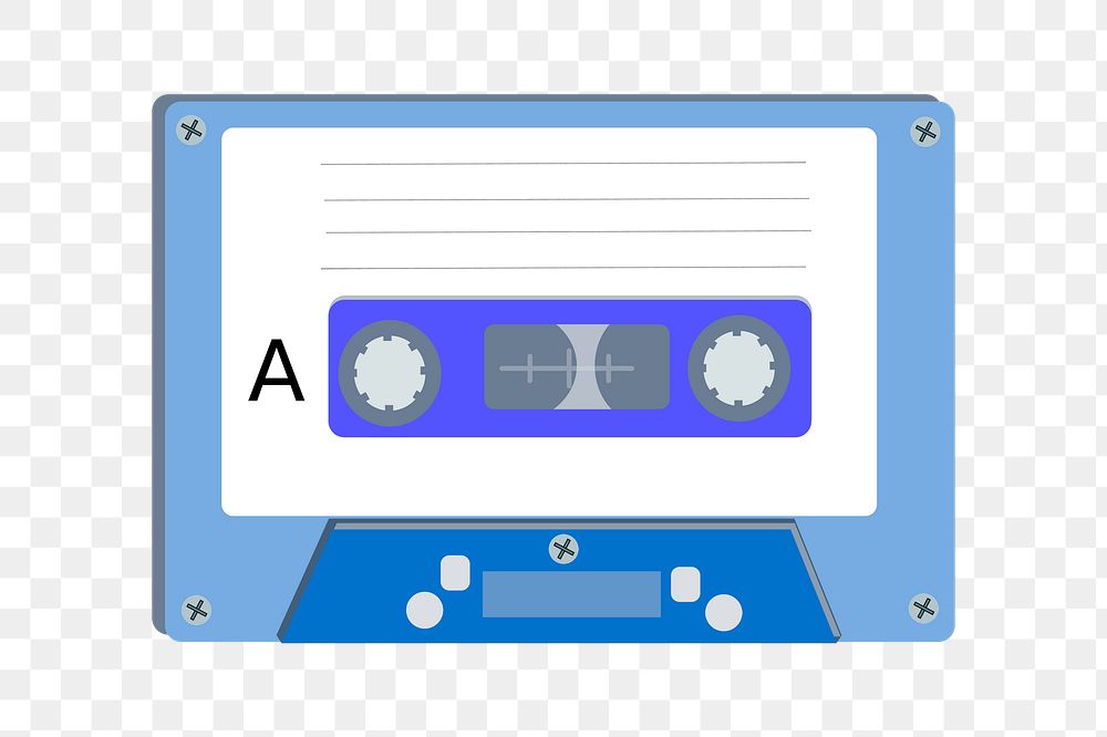 Cassette tape png sticker, music illustration on transparent background. Free public domain CC0 image.
