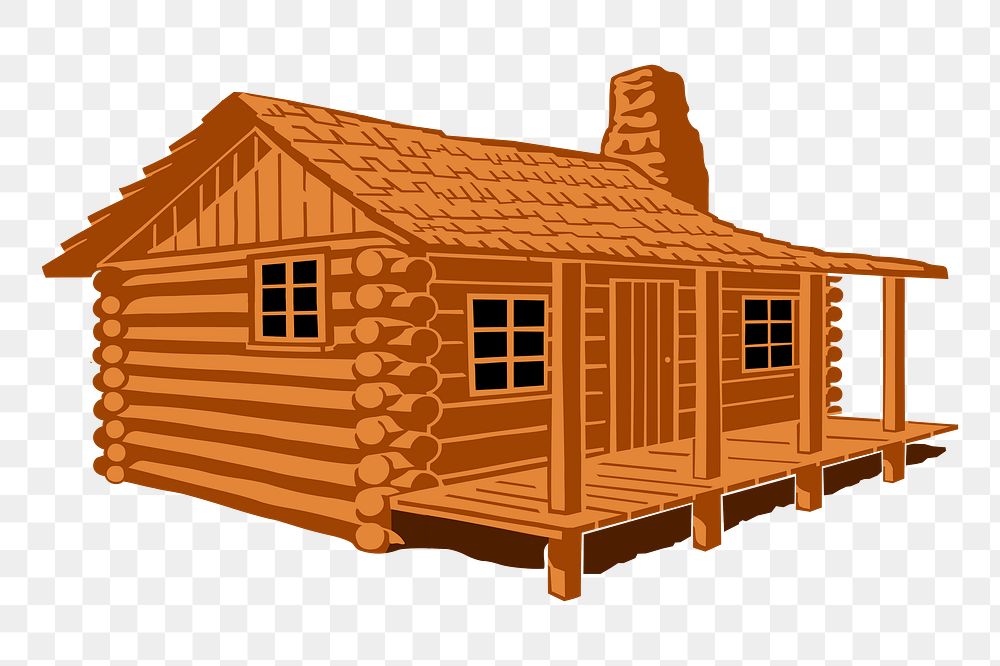 Wooden cabin png sticker, architecture illustration, transparent background. Free public domain CC0 image