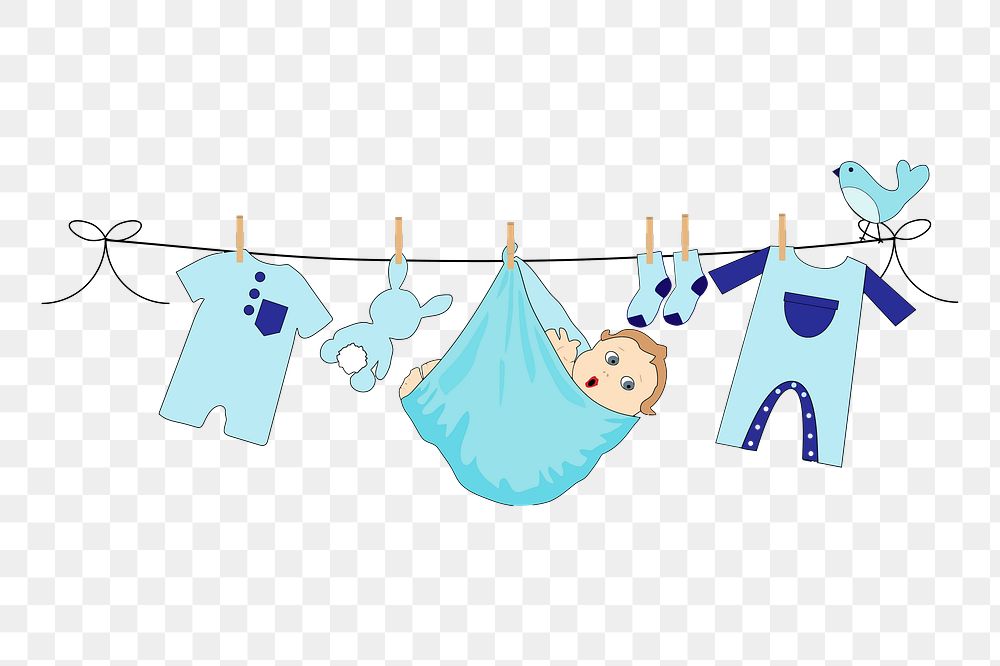 Baby laundry day png sticker, cute illustration, transparent background. Free public domain CC0 image