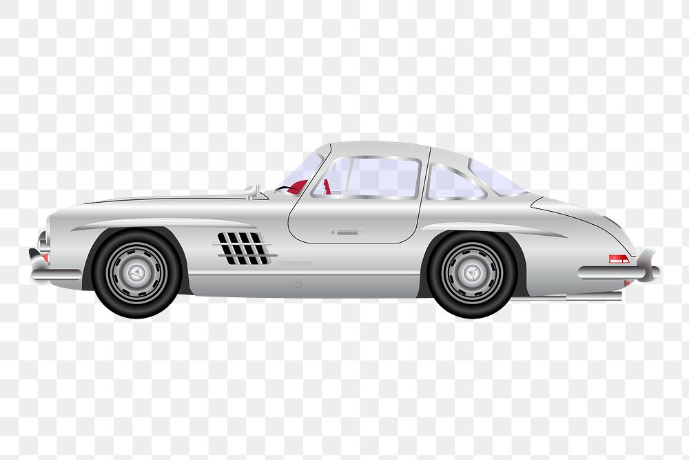 Gullwing car png sticker, transparent background. Free public domain CC0 image.