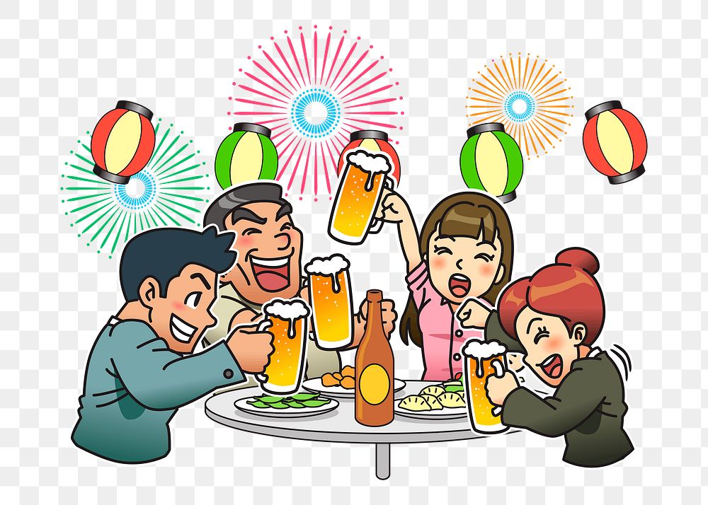 Beer party png sticker, cartoon illustration, transparent background. Free public domain CC0 image