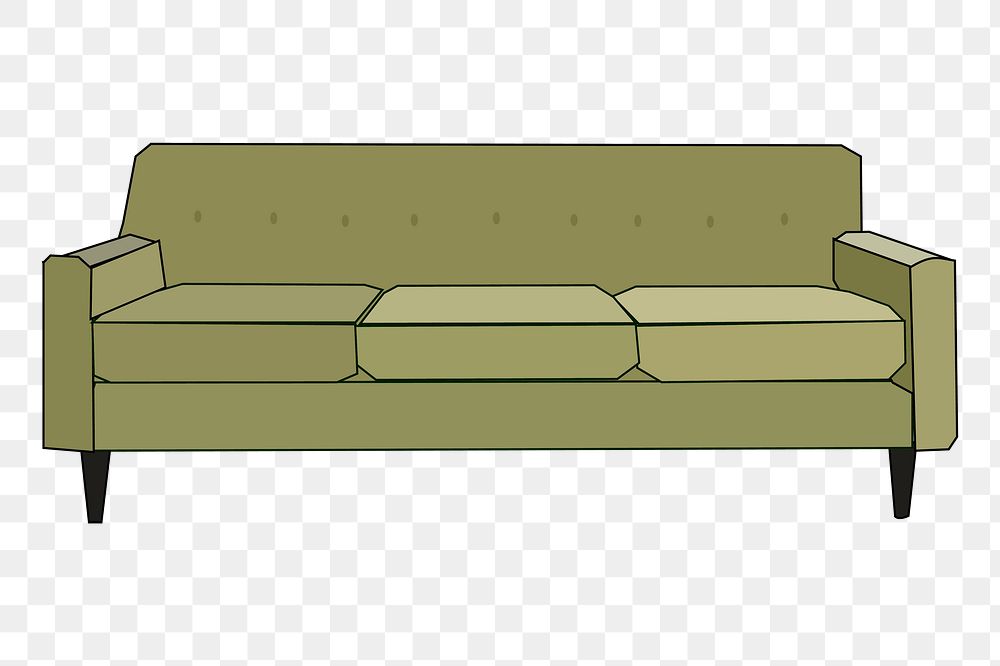 Green couch png sticker furniture illustration, transparent background. Free public domain CC0 image.