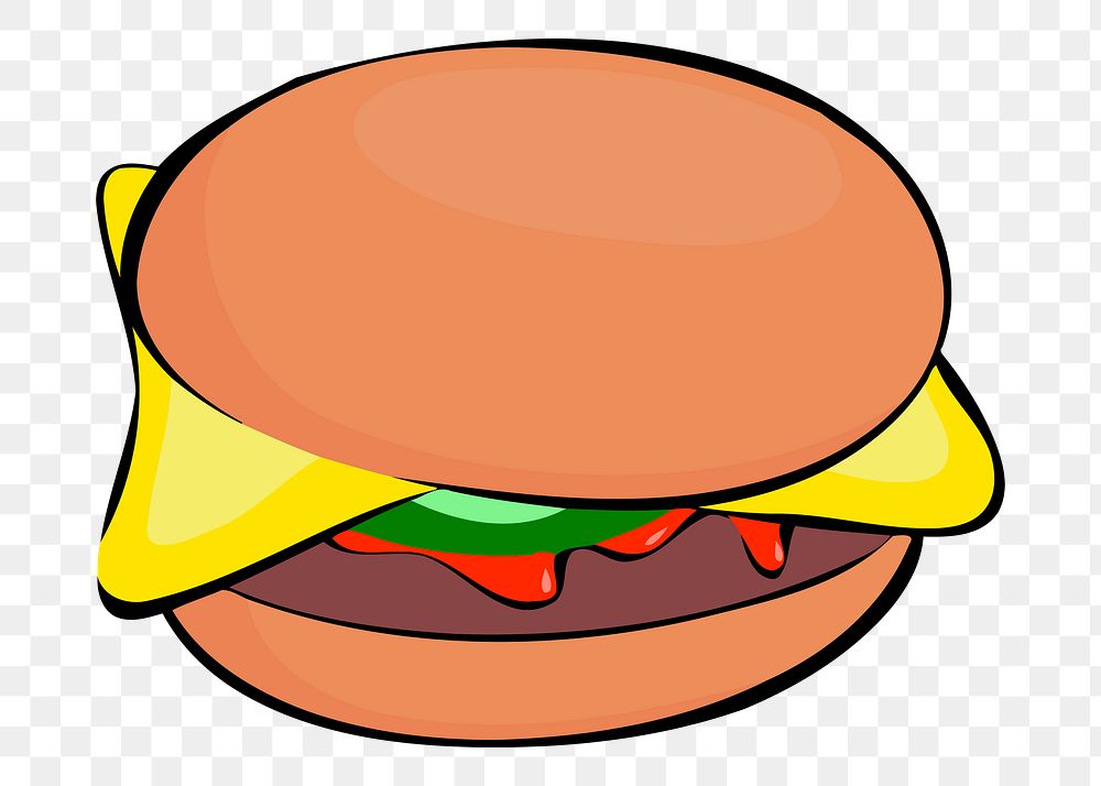 Cheeseburger png sticker fast food illustration, transparent background. Free public domain CC0 image.