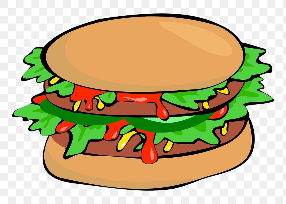 Hamburger png sticker fast food illustration, transparent background. Free public domain CC0 image.