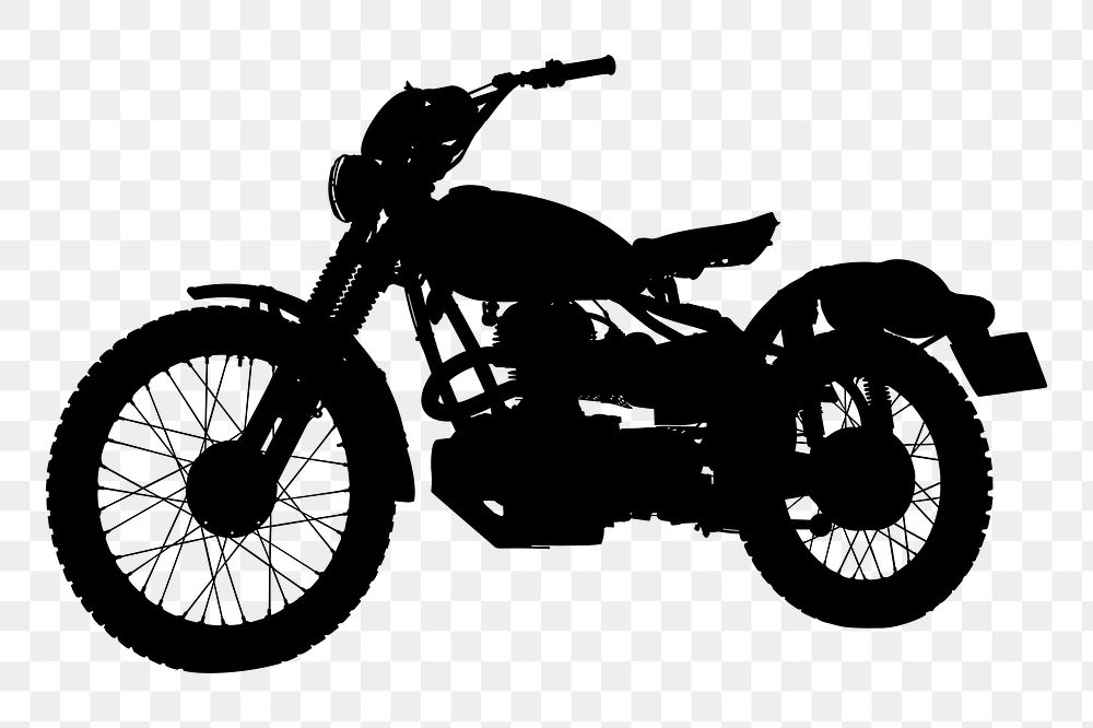 Silhouette motorcycle png sticker vehicle illustration, transparent background. Free public domain CC0 image.