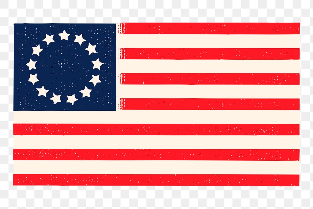 Betsy Ross flag png sticker American illustration, transparent background. Free public domain CC0 image.