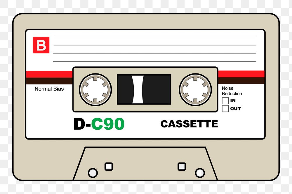 Cassette tape png sticker object illustration, transparent background. Free public domain CC0 image.