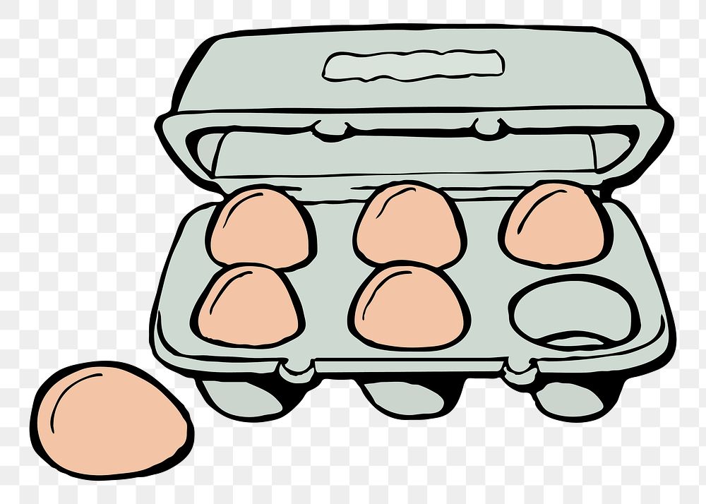 Egg carton png sticker food illustration, transparent background. Free public domain CC0 image.