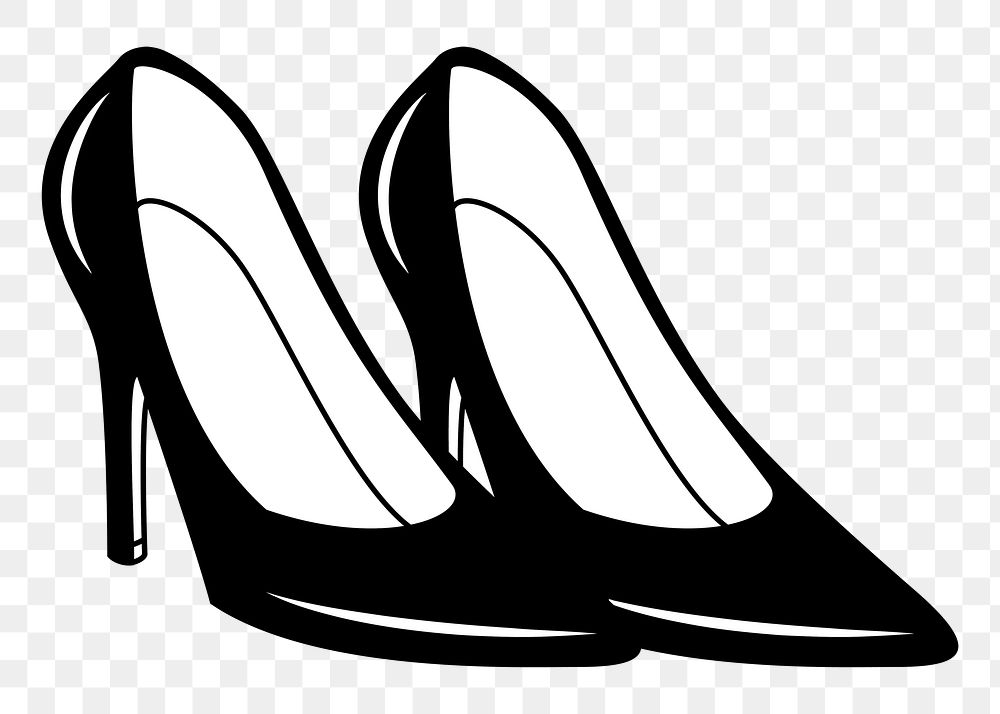 Black high heels png sticker fashion illustration, transparent background. Free public domain CC0 image.