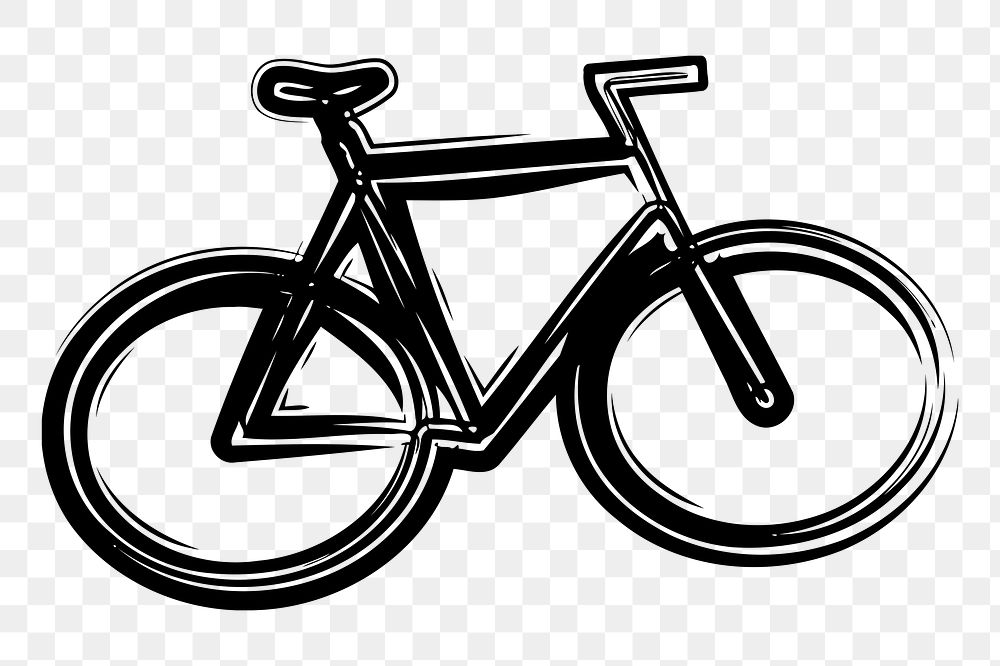 Bicycle  png sticker, black and white illustration, transparent background. Free public domain CC0 image.