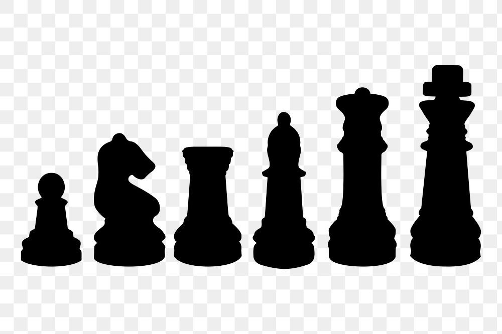 Png chess pieces silhouette sticker, transparent background. Free public domain CC0 image.