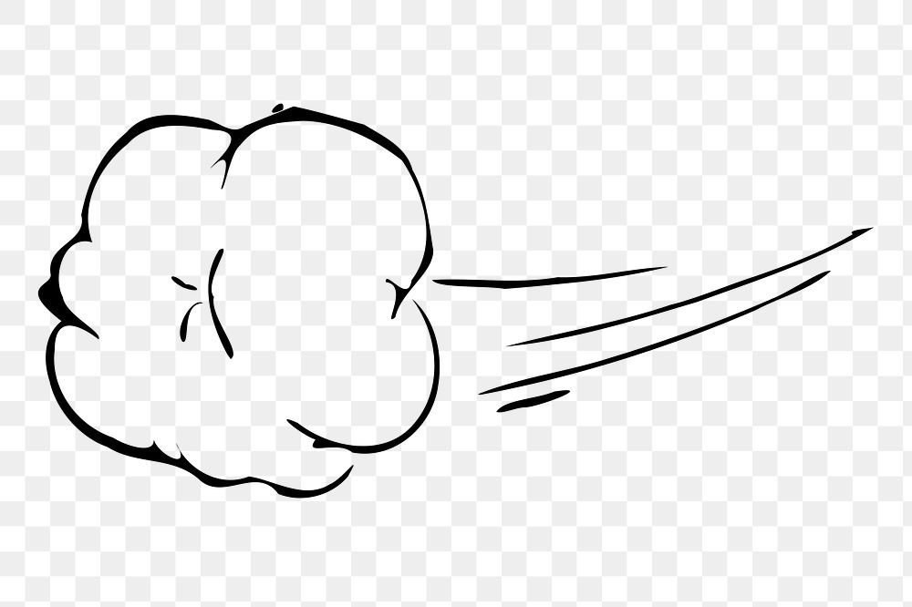 Png comic speed cloud sticker, black and white illustration, transparent background. Free public domain CC0 image.