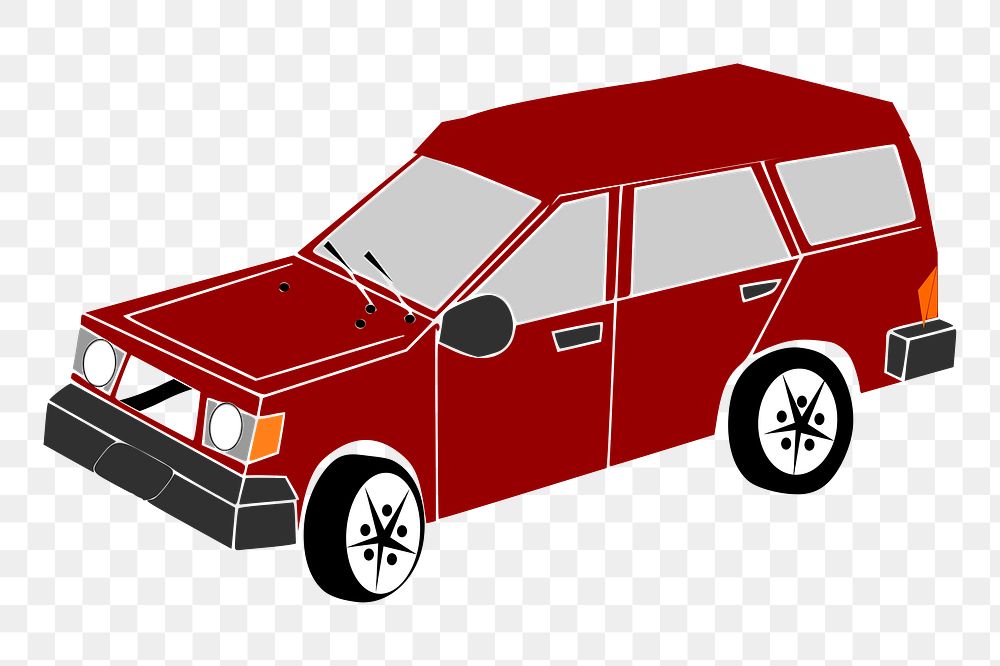 Red car png sticker, transparent background. 