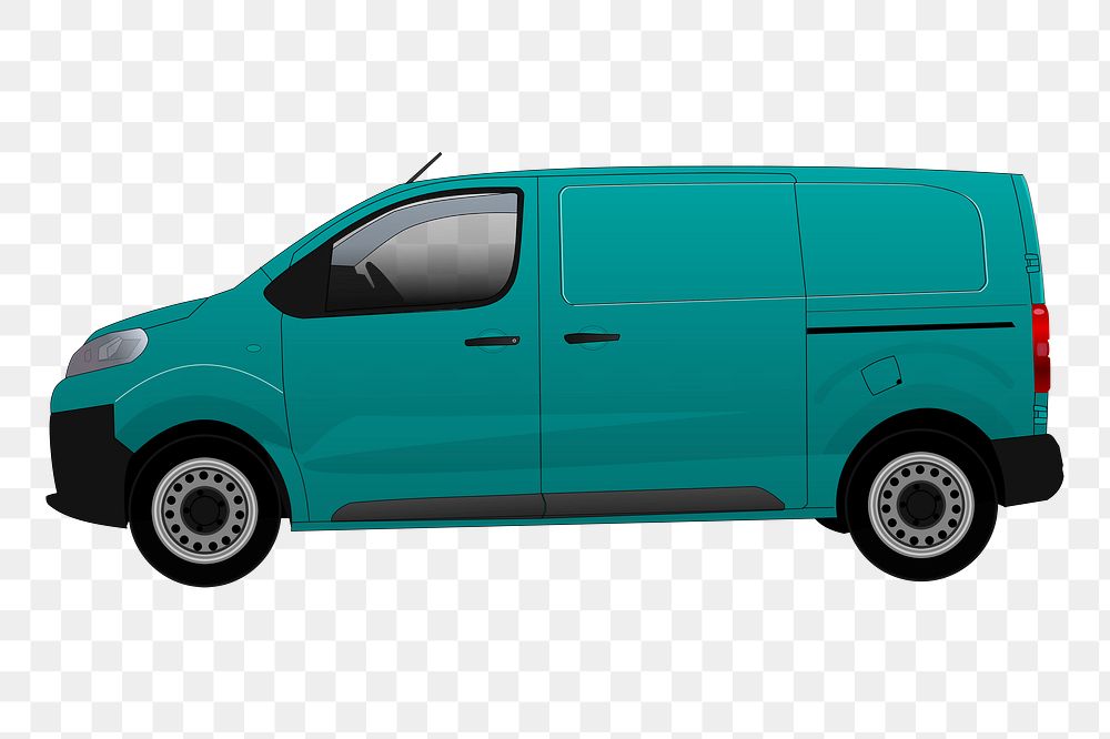 Blue van png sticker, transparent background. Free public domain CC0 image.