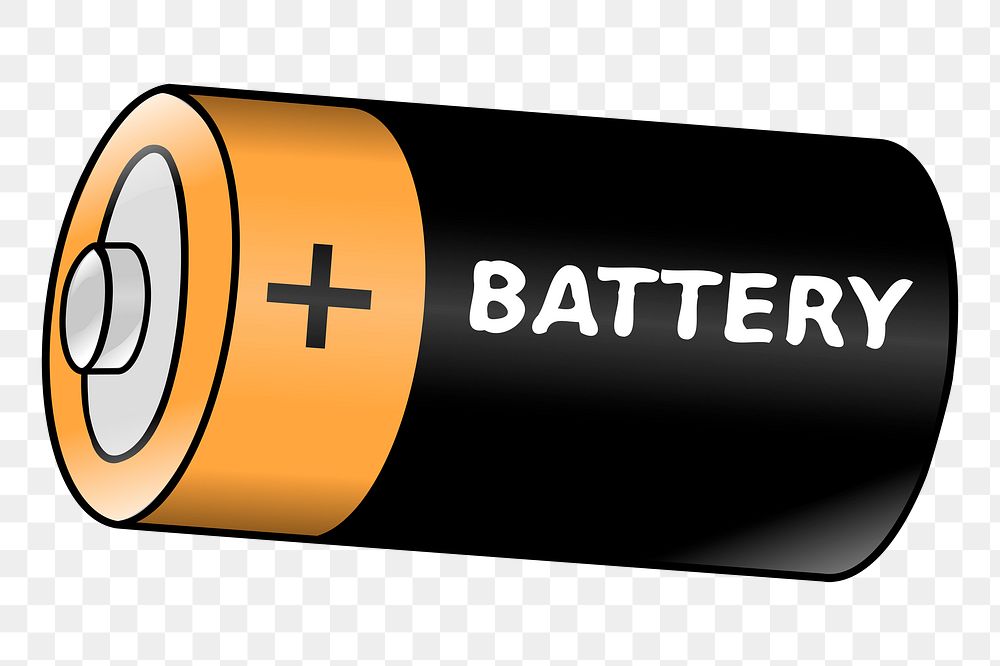 Battery png sticker, transparent background. Free public domain CC0 image.