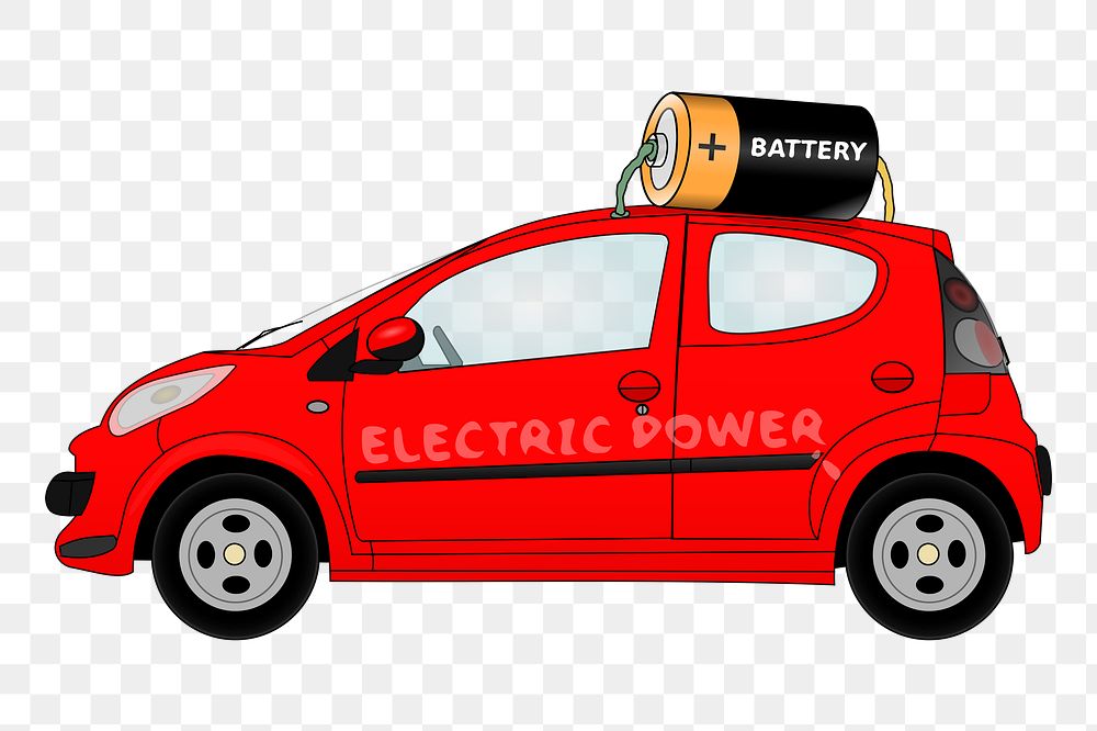 Electric car png sticker, transparent background. Free public domain CC0 image.