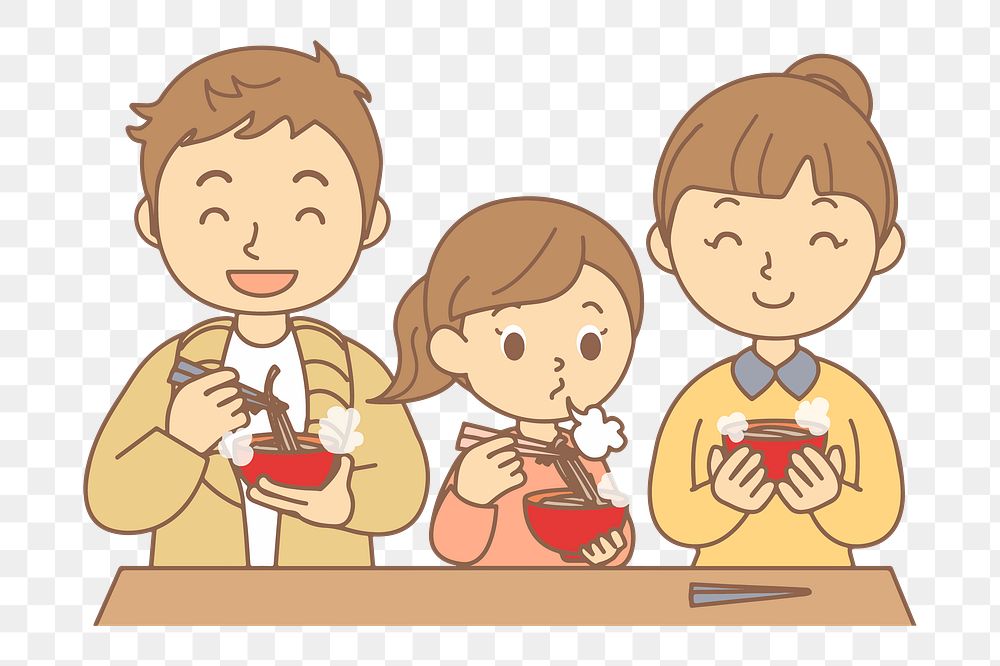 Family eating  png sticker, transparent background. Free public domain CC0 image.