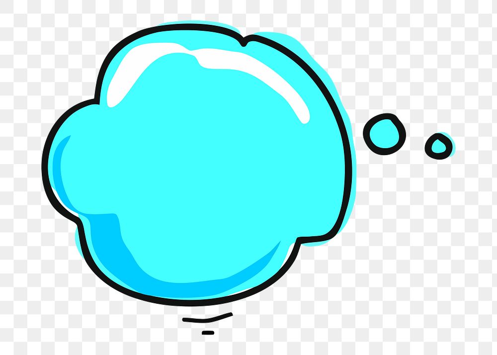 Png  blue speech bubble  sticker, transparent background. Free public domain CC0 image.