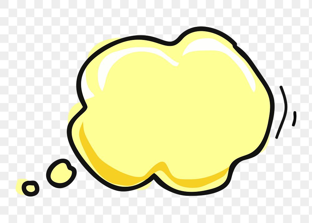 Png yellow speech bubble  sticker, transparent background. Free public domain CC0 image.