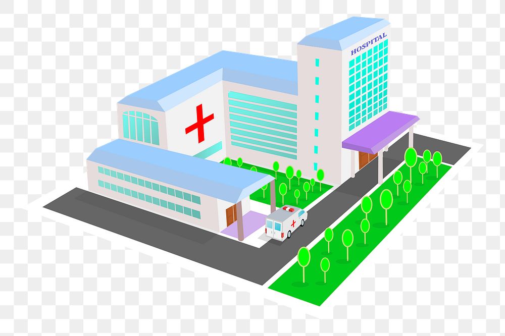 Hospital png sticker, transparent background. Free public domain CC0 image.