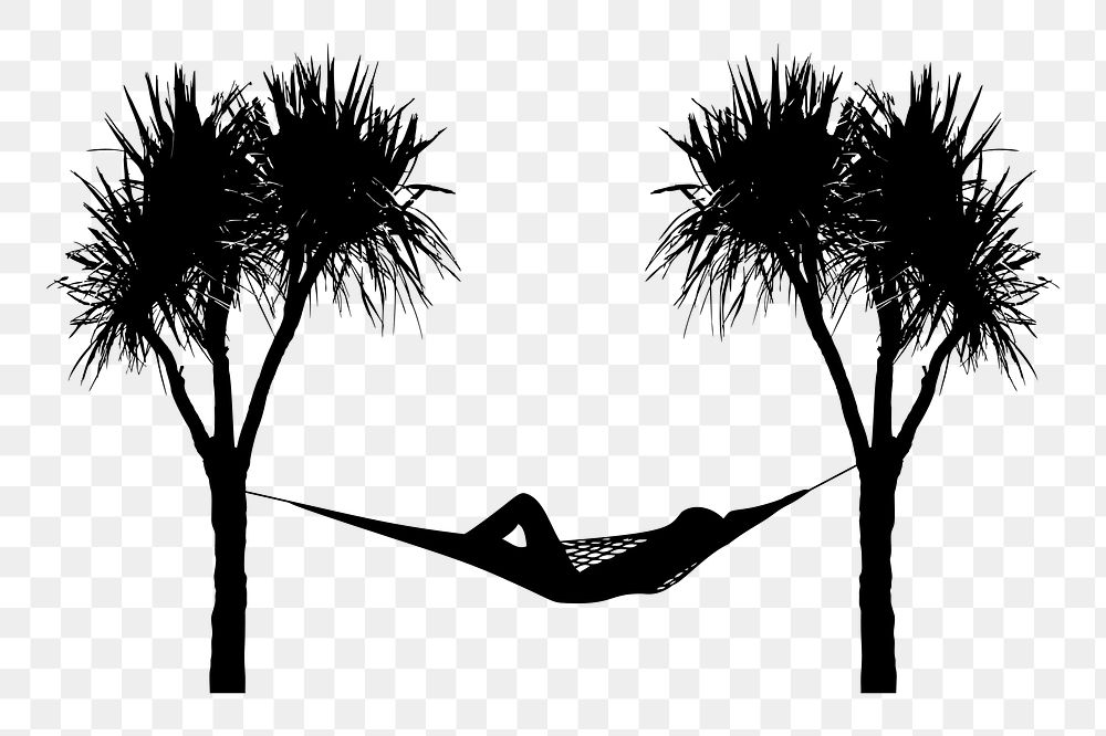 Hammock silhouette png sticker, transparent background. Free public domain CC0 image.