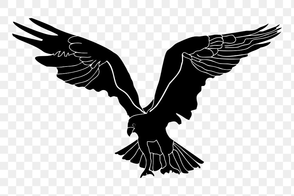 Silhouette eagle png sticker, transparent background. Free public domain CC0 image.