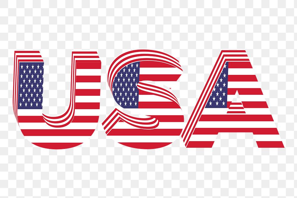 USA typography png sticker, transparent background. Free public domain CC0 image.