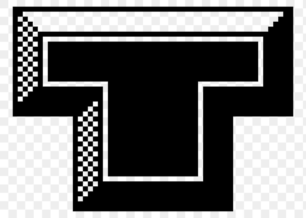 T letter png sticker 8-bit font illustration, transparent background. Free public domain CC0 image.